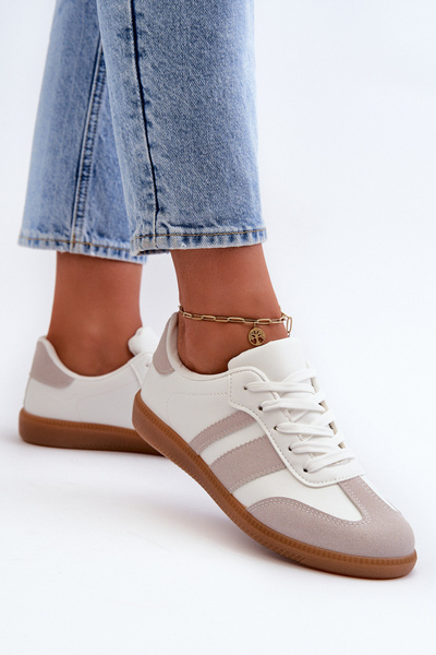 Damen Low Eco Leder Sneakers Weiß-Grau Relialia