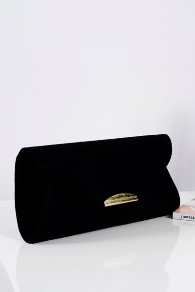 Pochette femme de coloris noir en daim