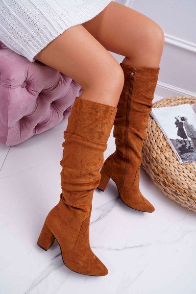 Women's Knee High Boots Suede Camel Bemma