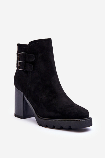 Botine din piele intoarsa Makeline Negru