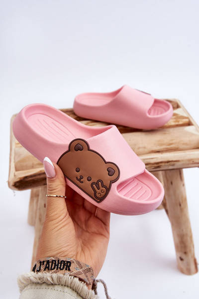Claquettes En Mousse Légère Avec Ours En Peluche Rose Todi