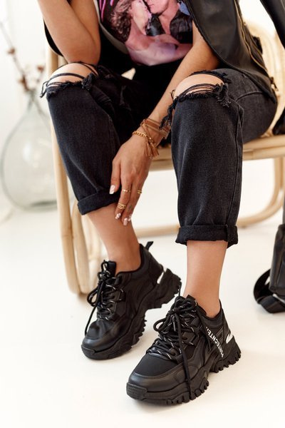 Women's Sneakers auf festen Sohlen Schwarz Chunky