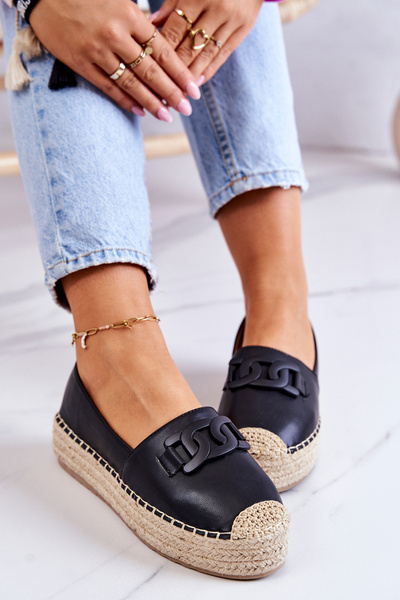 Espadrilles clasice pe platforma Black Julianne