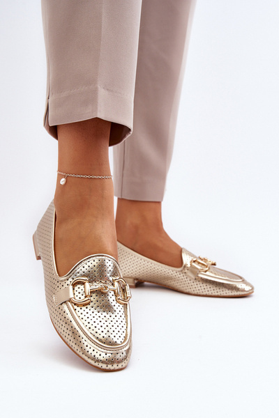 Mocassins pour Femme à Talon Plat et Décoration Dorée Iluvana