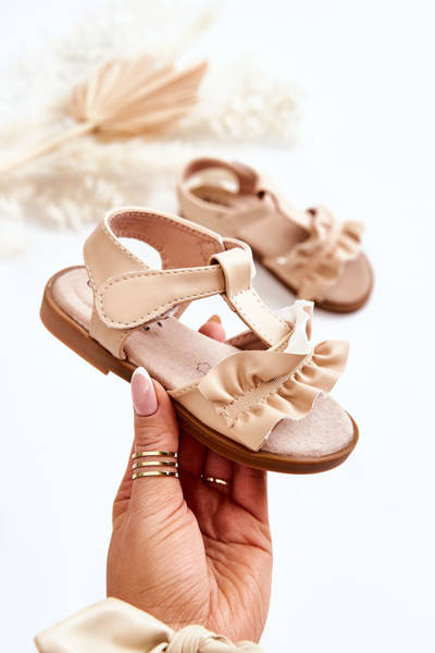 Kindersandalen mit Klettverschluss Beige Lussia
