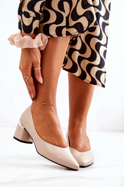 Escarpins en cuir à bout en Spitz Beige Marilyn