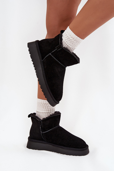 Bottes d hiver en daim naturel doublées de fourrure Vinceza 97961 Noires