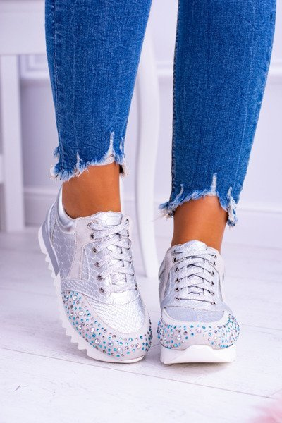 Silberne Damen Sportschuhe mit Pailletten Lu Boo Infinitiale