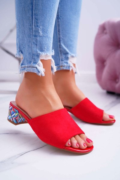Női elegáns papucs velúr piros Valencia
