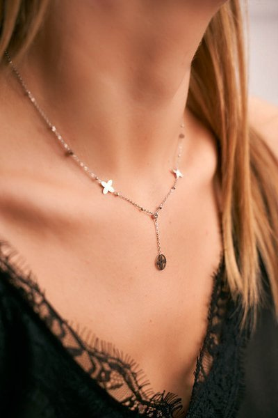 Women's Silver Necklace Clover Cubic Zirconia Amanda