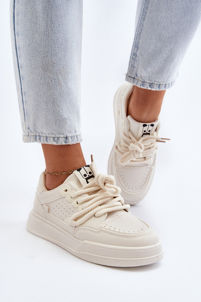 Damen Beige Kunstleder Sneakers Avanalis