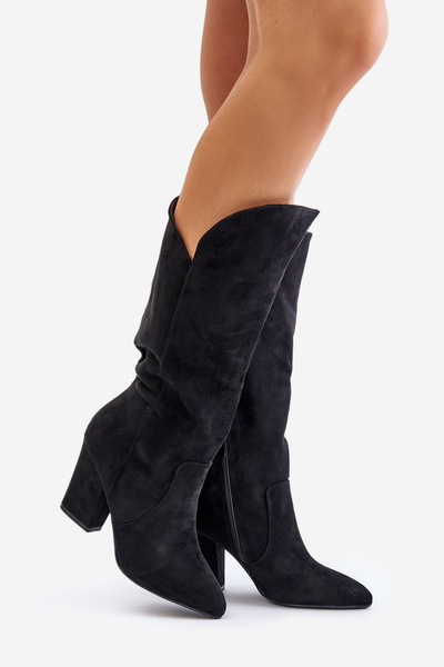 Bottes à talons hauts en daim écologique Clorira noir