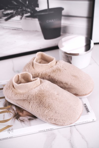 Chaussons Femme Avec Fourrure Et Chaussette Beige Yeti