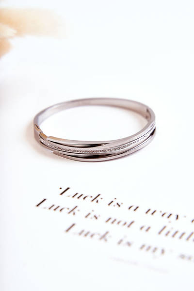 Női acél karkötő cirkóniákkal, ezüst mirénekkel