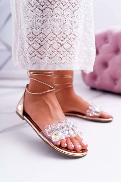 Damen Lu Boo Kristalle Gold Madina Sandalen