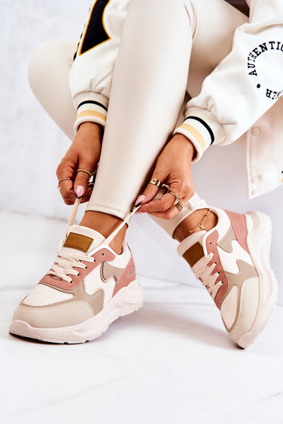 Chaussures de Sport Femme Baskets Beige-Rose Bethell