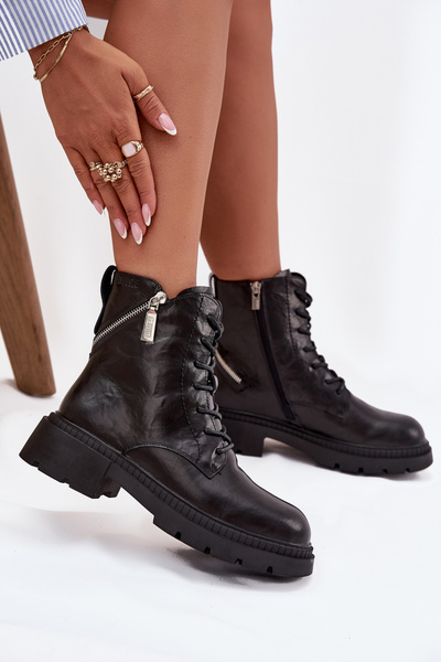 Leder Arbeitsschuhe Damen gefüttert Big Star SS274452 Schwarz