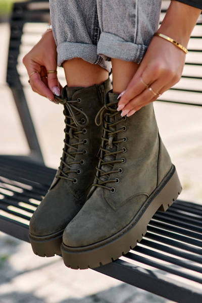 Damen Wildleder Stiefeletten Grün Dearia