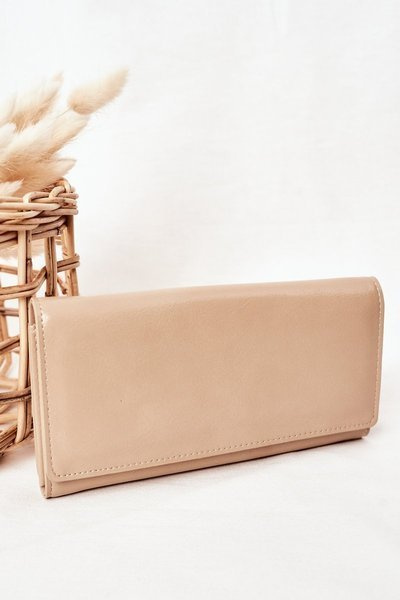 Grand Portefeuille Femme Avec Aimant Beige