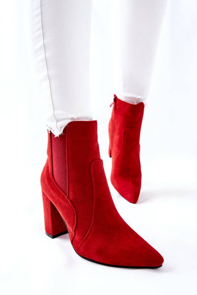 Damen Wildleder Stiletto Stiefel Rot Kastren
