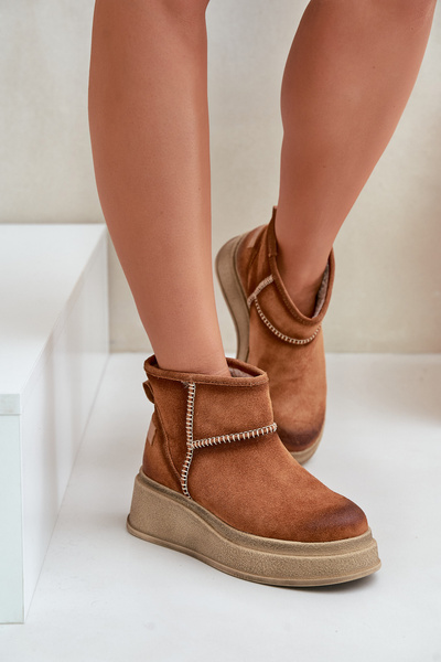 Bottes De Neige En Cuir Daim Sur Plateforme Et Compensée Marron Maciejka 06769-29 Marron