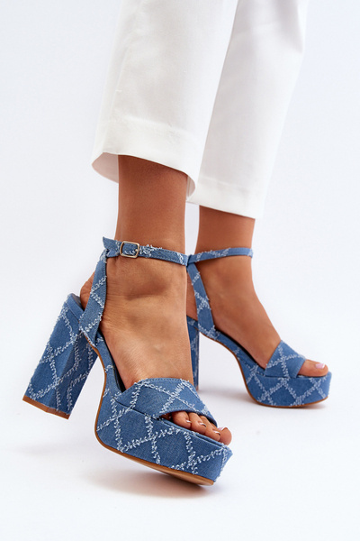 Sandales en Jean à Talon Bloc Bleu Acrana