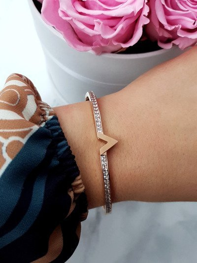 Women's Steel Bracelet Zirconia Pink Gold Milo