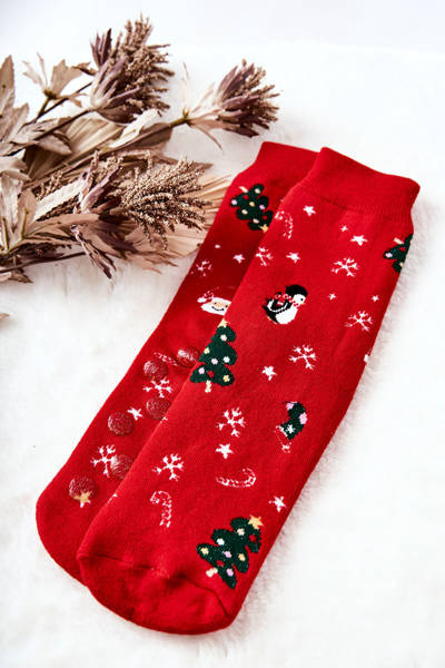 Socken Anti-Rutsch Mix Weihnachten Rot