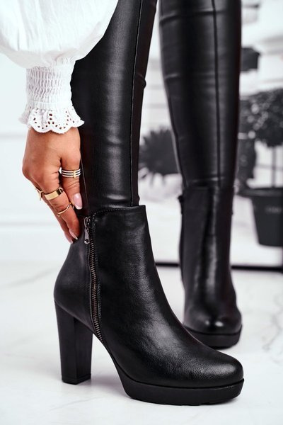 Women's Boots On Heel Black Eugene