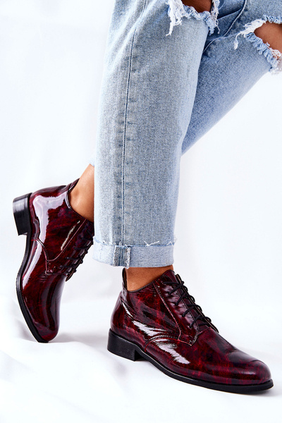 Hohe Lederstiefel Maroon und Schwarz Maniz