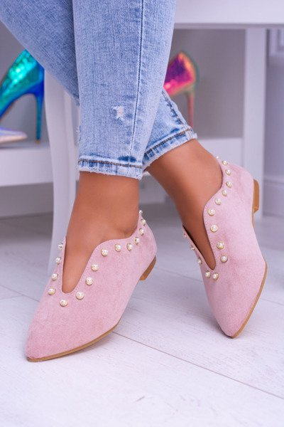 Lu Boo Rosa Ausschnitt Schuhe Perlen Merseo