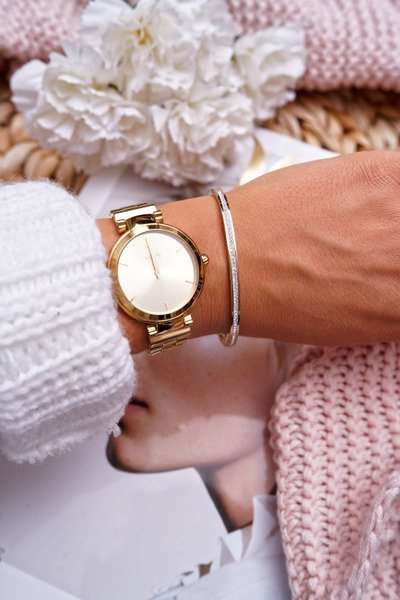 Bracelet Femme Acier Avec Zircons Doré Debi