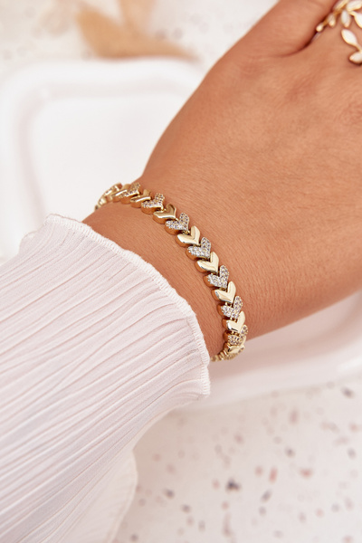 Bracelet Femme Cœurs avec Zirconiums Or