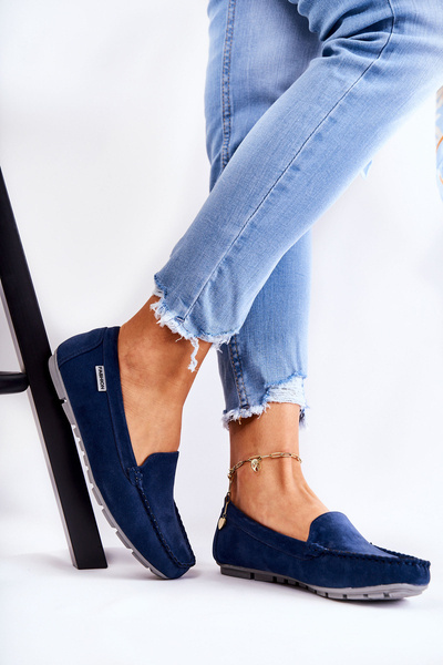 Mulie de piele de căprioară pentru femei Navy Blue Millare