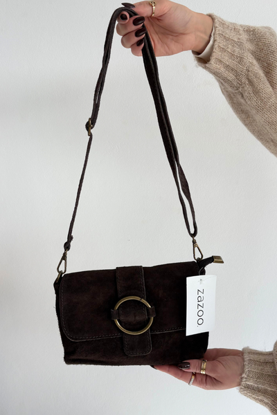 Petite Sacoche en Cuir Suédé Chocolat Jessel