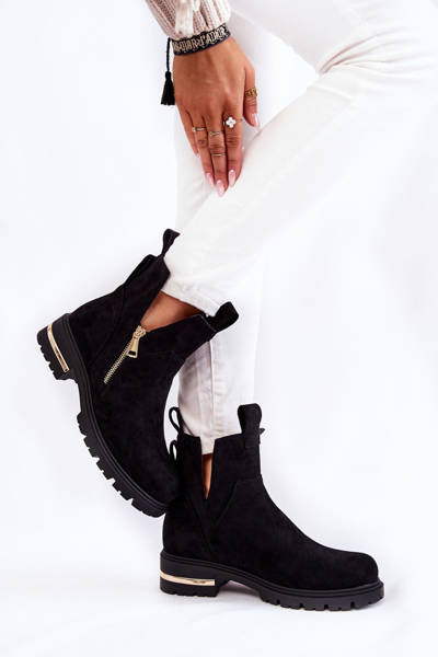 Suede Booties With Cutouts Black Klarissa