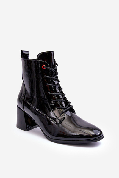Heeled Boots with Lacquer Black Basciano