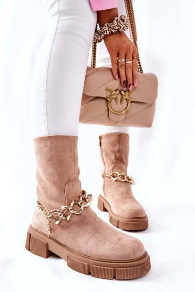 Cizme muncitoare din piele de căprioară bej hellio