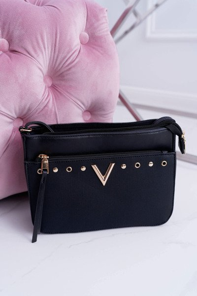 Sac à main femme épaule noir or lettre V