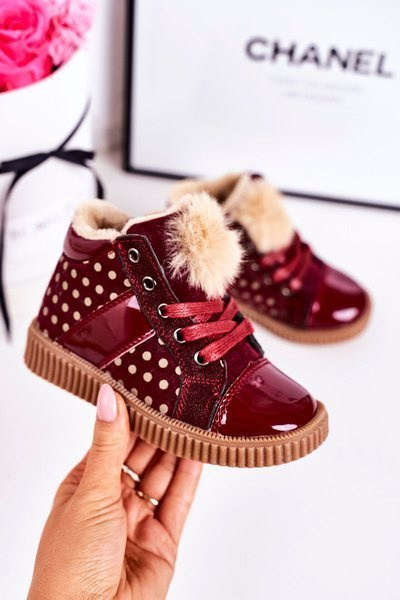 Baskets Bottes Isolées À Pois Enfant Rouge Vin Anastasia