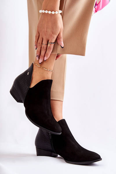 Cizme de piele pentru femei Maciejka Black Animal Model 04091-62
