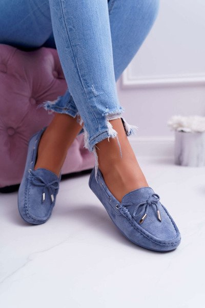 Mocassins confortables en éco-suède pour femmes bleu Memfi