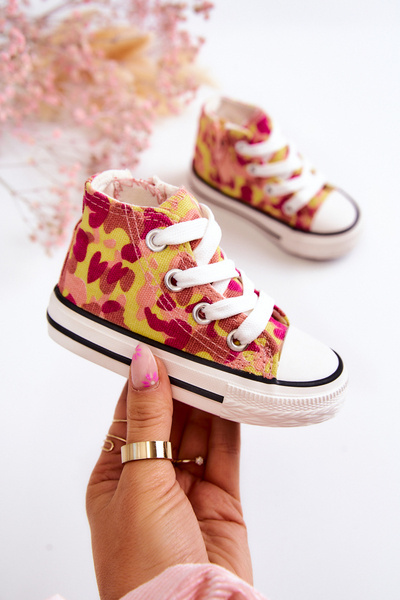 Children's High Sneakers With A Zipper Pink-Yellow Filemon