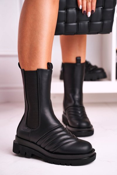 Bottines Chelsea Sur Plateforme Noire Evelina