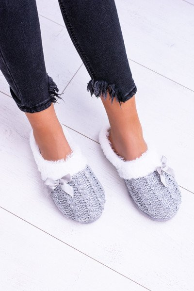 Tongs de ménage en polaire pour femmes grises Dezi