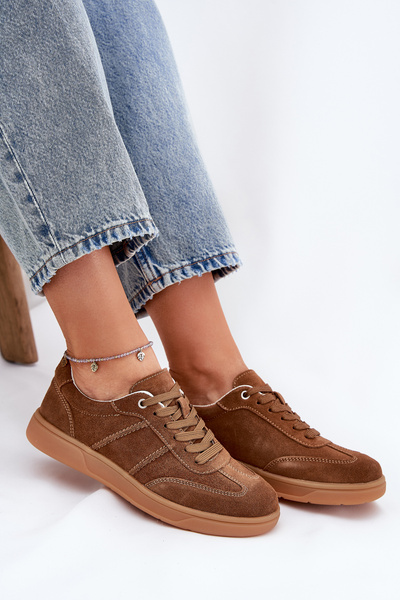 Baskets Basses En Daim Femmes Marron Paliana