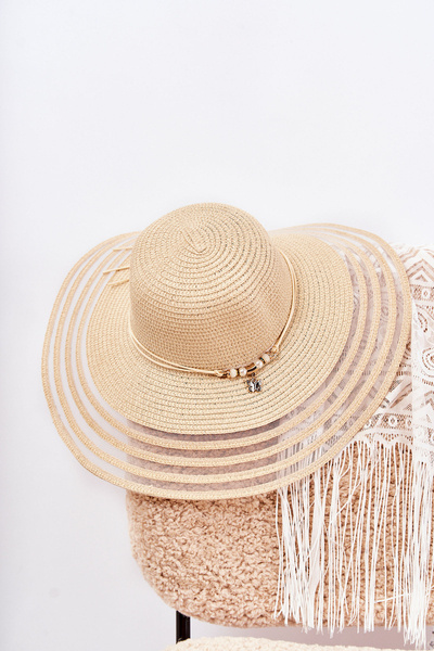 Chapeau Femme Avec Ceinture Décorative Beige Carra