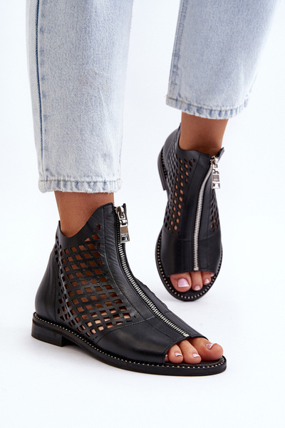Zazoo 977/L Sandale din Piele Decupate cu Fermoar