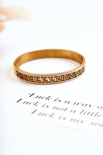 Bracelet Femme En Acier Avec Fermoir Avec Zircone Cubique Or