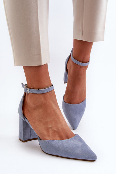 Magas sarkú pumpák hegyes orrral Eco Suede Blue Halene